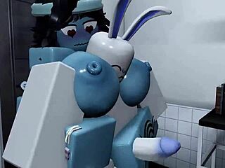 Синяя девчонка бесится в жёстком секс-действе