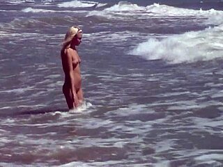 gorgeous teen agnes bathes naked body in ocean with sensual groping