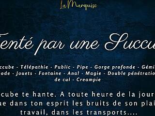 Tempted by a succubus with French dirty talk in public anal