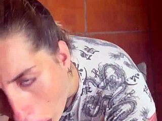 Latina babe with tattoos performs