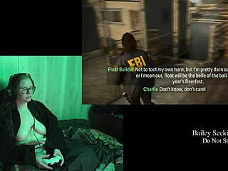 Naked playthrough of Alan Wake 2, part 2, featuring BBW character with big tits and glasses