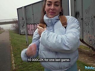 Public Agent - She Swallows His Big Cock Deep After Losing Game Outdoors