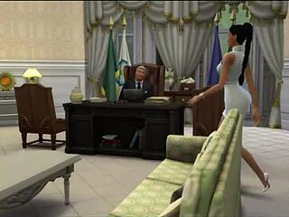 Kim K Presidential Pussy Sex with Big Ass Action. See the Brunette Milf Dominate!