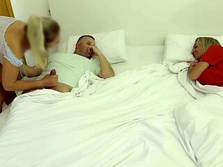 Girlfriend Sneaks into Swinger Bedroom to Fuck Husband