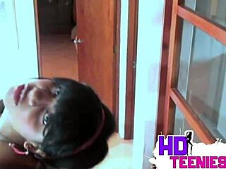 Hot Latina Tobie Teen licks lollipop showing natural tits