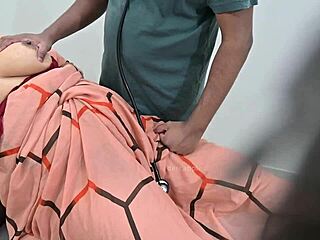 indian doctor examines a lady patient closely in the clinic setting. a routine check turns detailed.