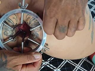 in an adult game, a friend prepares her ass for a hard fucking and creampie