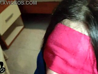 My girlfriend in heels swallows cum on her tongue