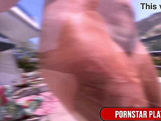 Blonde Vanessa Cage casually milks Rion King's huge dick in bareback fun