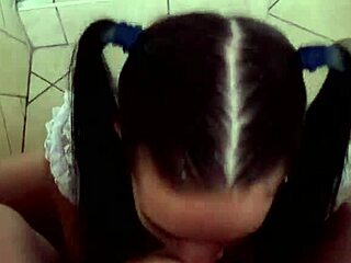 Blumpkin girl sucks and slaps cock for messy cum facial