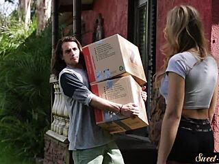 Classy teen explores outdoor fantasy in missionary position