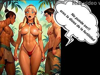Comic animado perdida en la jungla with wild anal group banging