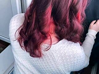 Public blowjob on balcony, damn she’s so hot!