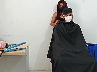 Hairdresser Enjoys Intimate Moments with Clients