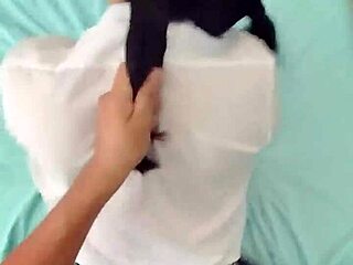 Skinny student in uniform gets banged hard in bedroom cosplay