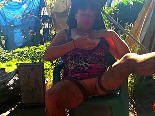 Klaudiaambergirl Solo Outdoor Session with Big Natural Tits in Sexy Stockings