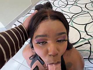 Pretty black girl gets oiled up and bleached hard! What a wild quickie in 3D!