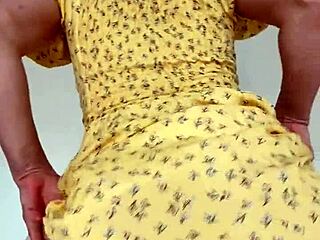 Cute milf in lingerie dancing and stripping panties under dress. She’s naughty with glasses and big tits.