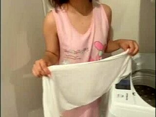 wife surprised during laundry with sudden blowjob and intense pounding right there. i slid into her deep by the washing machine.