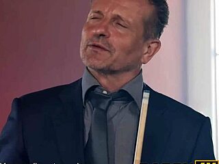 old girlfriend sucks salty balls from rich father-in-law friend