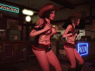 slutty tifa and yuffie dance half-naked at 7th heaven bar