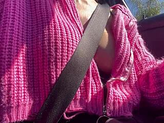 Italian Milf Artemisia Love Flashes Big Juicy Tits While Driving Around Outdoors. Her Horny Nipples Steal the Show!