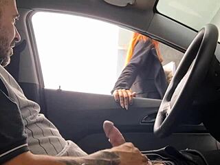 Risky Public Masturbation on Street by Hot Redhead!