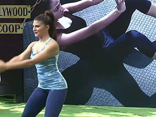 jacqueline fernandez shows off her hot workout routine.