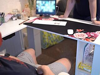 Naughty Secretary Sucks Boss Off During Zoom for a Hot Mouthful