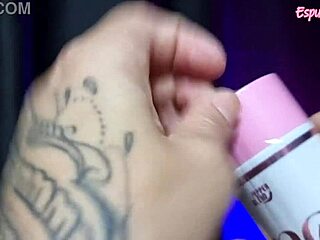 Influencer testing wet body oil for erotic vibes