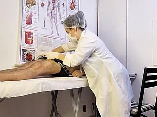 hey, patient gets hard during nurse exam!