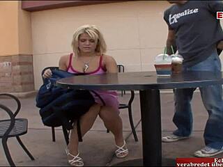 Young blonde slut with natural tits picked up on street