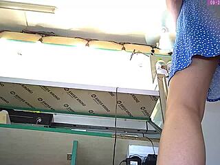 Hey, wanna see my blonde stepsister's upskirt on hidden cam at work?