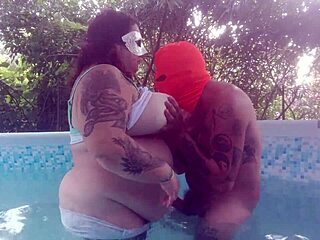 Creampie on Giant Boobs at Summer Pool with Horny Milf