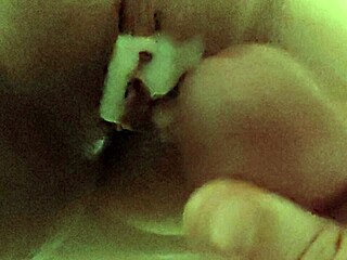 close up on wet shaved pussy and creampie after fucking, then shoving cock and cum inside her