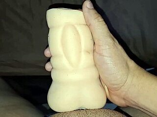 huge fuck doll filled with cum! milk running inside rubber sheath