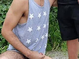 she sucked the farmer's big cock in the field while friend filmed