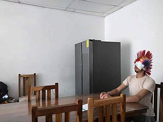 Housemaid Sensually Touches Body with Dildo