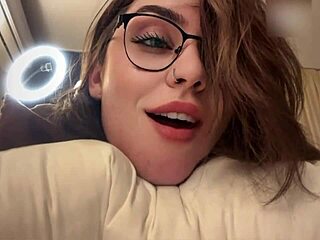 damn, my big-ass brunette in glasses got a hot facial!