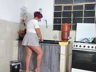 Quickie With My Wife's Friend Washing Dishes in Skirt Got Me Hard