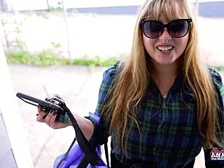 busty blonde hottie gwen rubs wet pussy and deepthroats cock in pov