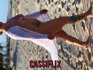 She saw me on the beach and fucked my ass and pussy with her big cock