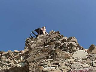 coed ana fey, umm, rubs pussy over panties outside, anyone could see!