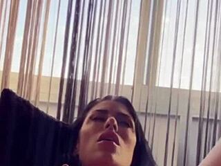 Saphhire's dildo drives intense solo deep throat and dual hole play.