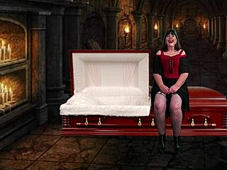 hey granny vampyra stroking my strapon for those intense orgasms with licking and sucking