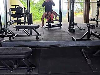 Hot brunette banged at condo gym session