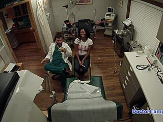 dr tampa examines tori sanchez for pap smear backstage. watch her spread wide in latex gloves!