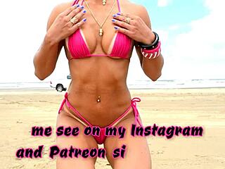 Nanda exposes herself publicly in a bikini, getting double penetrated outdoors.