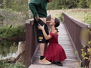 Village Girl Surrenders to Guy for City Dreams Outdoors