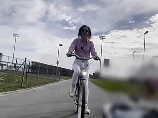 Miss Daisy Diamond Riding Bike with Sexy Ass Outdoors